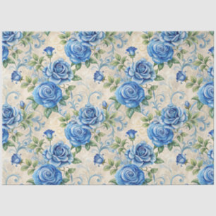 Elegante Blauwe Vintage geïnspireerde bloemen Tissuepapier