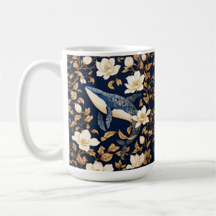Elegante blauwe vinvis William Morris Geïnspireerd Koffiemok