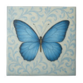 Elegante Blauwe Vlinder Keramische Tegel Tegeltje (Voorkant)