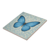 Elegante Blauwe Vlinder Keramische Tegel Tegeltje (Zijkant)