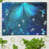 Elegante Blauwe Vlinder Theedoek (Gevouwen)