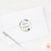 Elegante Blauwe Waterverf Bloemenvelop Afdichting  Ronde Sticker (Envelop)