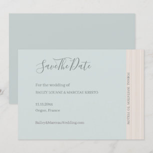 Elegante Blauwe Wijze Hout Graan Save The Date Wed Kaart