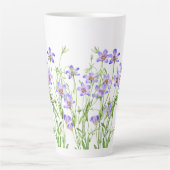 Elegante Blauwe Wildbloemen Grote Latte Mok (Voorkant)