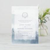 Elegante Blauwe Winter Waterverf bruiloft Kaart (Staand voorkant)