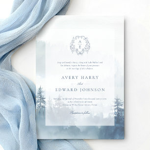 Elegante Blauwe Winter Waterverf bruiloft Kaart