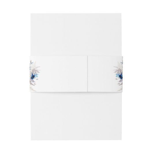 Elegante Blauwe & Witte Bloemen Kalligrafie Bruilo Uitnodigingen Wikkel (Achterkant Voorbeeld)