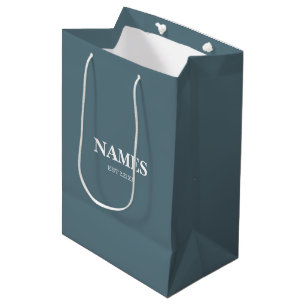 Elegante blauwe & witte cadeautas met eigen naam