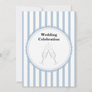 Elegante Blauwe Witte Gestreepte Trouwviering Toos Kaart