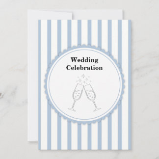 Elegante Blauwe Witte Gestreepte Trouwviering Toos Kaart