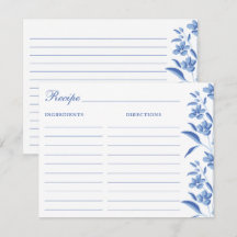 Elegante Blauwe & Witte Receptkaarten