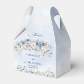 Elegante blauwe & witte rozen eucalyptus gouden br bedankdoosjes (Achterkant)