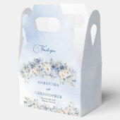 Elegante blauwe & witte rozen eucalyptus gouden br bedankdoosjes (Geopend)