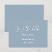 Elegante Blauwe & Witte Script Bewaar de Datum Save The Date (Voorkant / Achterkant)