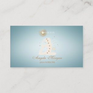 Elegante Blauwe Yoga Meisje Silhouet Visitekaartje