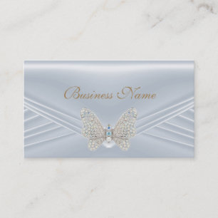 Elegante Blauwe Zilveren Diamanten Vlinder Sierade Visitekaartje