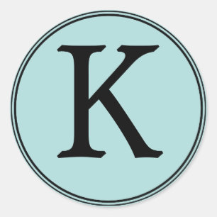 Elegante Blauwe & Zwarte Monogram Stickers