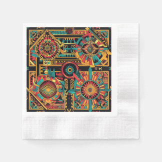 Elegante Blauwgroen "Aztec Dream" feestelijke cock Servet