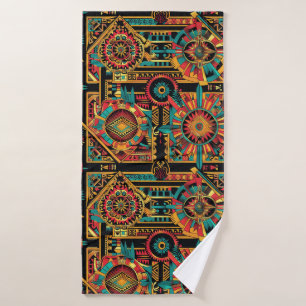 Elegante Blauwgroen "Aztec Dream" pluche badhanddo Badhanddoek