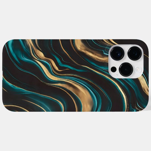 Elegante Blauwgroen en gouden Abstracte stroom Case-Mate iPhone Case (Achterkant (horizontaal))