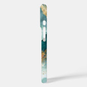 Elegante Blauwgroen en gouden Abstracte Waterverf Case-Mate iPhone Case (Achterkant / Links)
