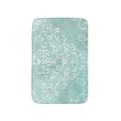 Elegante Blauwgroen en witte damast Badmat (Voorkant Verticaal)