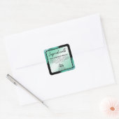 Elegante Blauwgroen glitter en inkt ingrediëntenla Vierkante Sticker (Envelop)