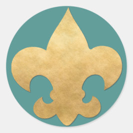 Elegante Blauwgroen & Gouden Fleur De Lis Stickers