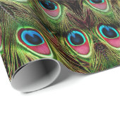 Elegante Blauwgroen Groen Blauw Turquoise Pauw vee Cadeaupapier (Rol Hoek)