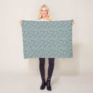 Elegante Blauwgroen groene en rode kerst Holly Bla Fleece Deken