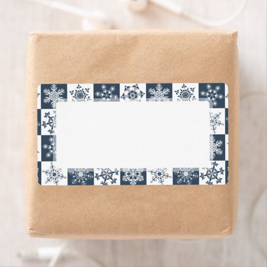 Elegante Blauwgroen groene wintersneeuwvlokken Etiket (Insitu)