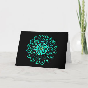 Elegante Blauwgroen Mandala Blank Note Kaart