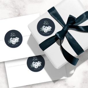 Elegante Blauwgroen Mint Bloemen Ronde Sticker