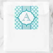 Elegante Blauwgroen Monogram Stickers (Tas)