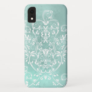 Elegante Blauwgroen wervelingen iPhone XR Hoesje
