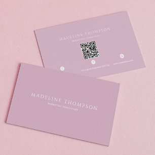 Elegante Bleek Lavendel Minimalistische Qr Code Visitekaartje