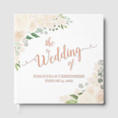 Elegante Bleke Perzik Boho Floral Folie bruiloft Gastenboek (Voorkant)
