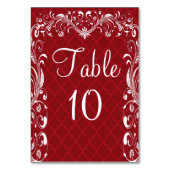 Elegante Bloei Rode Trouwtafel Kaarten (Achterkant)