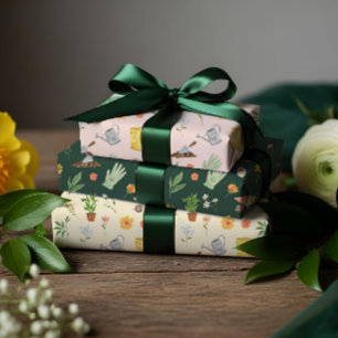 Elegante Bloeiende Bloemen Botanische Tuin Girly Inpakpapier Vel