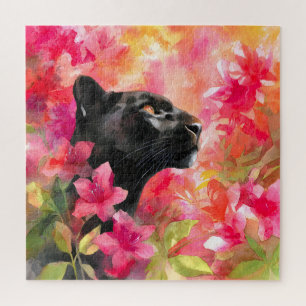 Elegante Bloeiende Bloemen Wild Black Panther Legpuzzel