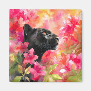 Elegante Bloeiende Bloemen Wild Black Panther Magneet