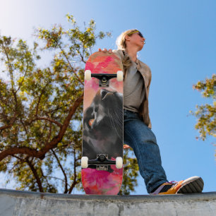 Elegante Bloeiende Bloemen Wild Black Panther Skateboard