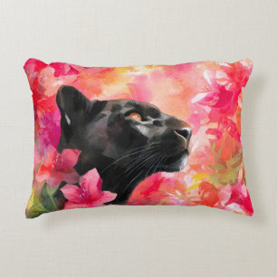 Elegante Bloeiende Bloemrijke Wilde Zwarte Panter Accent Kussen