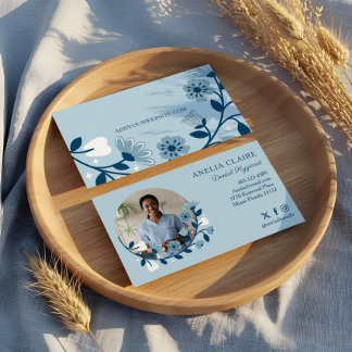 Elegante Bloeiende Tandheelkundige Hygiënist Foto Visitekaartje