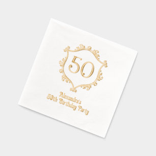 Elegante Bloeiende Wapenlijst Frame Verjaardagsfee Folie Servetten