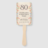 Elegante Bloem 80 Jaar Party Bloemen 80ste Verjaar Handwaaier (Voorkant)