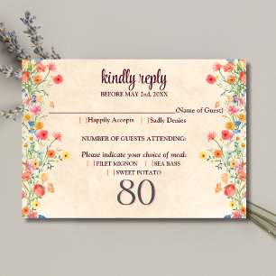 Elegante Bloem 80 Jaar Party Bloemen 80ste Verjaar RSVP Kaartje