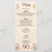 Elegante bloem 90 jaar feest Bloemen 90ste verjaar Menu (Voorkant)