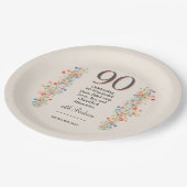 Elegante bloem 90 jaar feest Bloemen 90ste verjaar Papieren Bordje (Gekanteld)