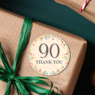 Elegante bloem 90 jaar feest Bloemen 90ste verjaar Ronde Sticker